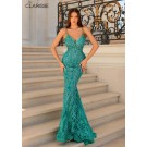 Clarisse 810577 Side Slit Stretch Sequin Gown