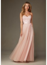 Ballerina Style Long Morilee Bridesmaid Dress in Tulle with Embroidery and Beading