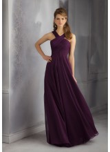 Draped Luxe Chiffon Morilee Bridesmaid Dress with Unique Crossed Neckline
