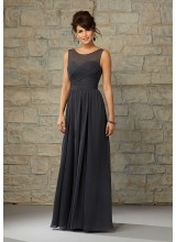 Luxe Chiffon Morilee Bridesmaid Dress with Illusion Sweetheart Neckline