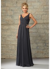 Draped V-Neck Luxe Chiffon Morilee Bridesmaid Dress