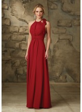 Luxe Chiffon Morilee Bridesmaid Dress with High Neckline