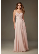 Chiffon with Beading Morilee Bridesmaid Dress with Spaghetti Straps
