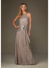 Patterned Sequin on Mesh Morilee Bridesmaid Dress