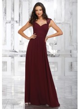 Chiffon Bridesmaids Dress with Beaded and Embroidery Straps