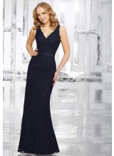 Lace Bridesmaids Dress with Satin Waistband and Open Back