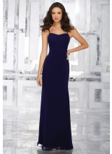 Chiffon Bridesmaids Dress with Beaded Lace Shoulder Straps