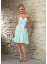 Sweetheart Chiffon Morilee Bridesmaid Dress with Flower Detail