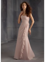 Long Draped and Ruffled Chiffon Morilee Bridesmaid Dress