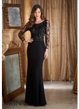 Beaded Lace and Appliques on Chiffon Evening Dress