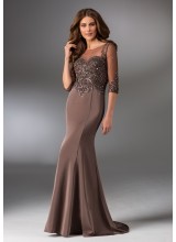 Silky Crepe Mother of the Bride dress with Beading