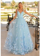 Clarisse 810597 Floral 3D Glitter Prom Dress
