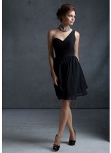 Chiffon Morilee Bridesmaid Dress with Asymmetrical One Shoulder Neckline