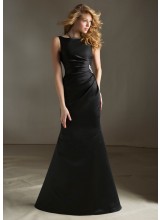 Chic Satin Morilee Bridesmaid Dress with Beaded Brooch Detail