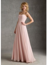 Luxe Chiffon Morilee Bridesmaid Dress with Ruffled Neckline and Flyaway Overskirt