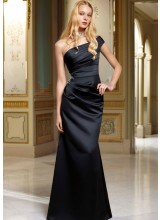 Satin Mori Lee Bridesmaid Dress with Beaded Detail
