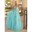 Clarisse 810456 Sheer Sequin Floral Ball Gown
