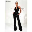 Clarisse 810615 Deep V Halter Sequin Jumpsuit